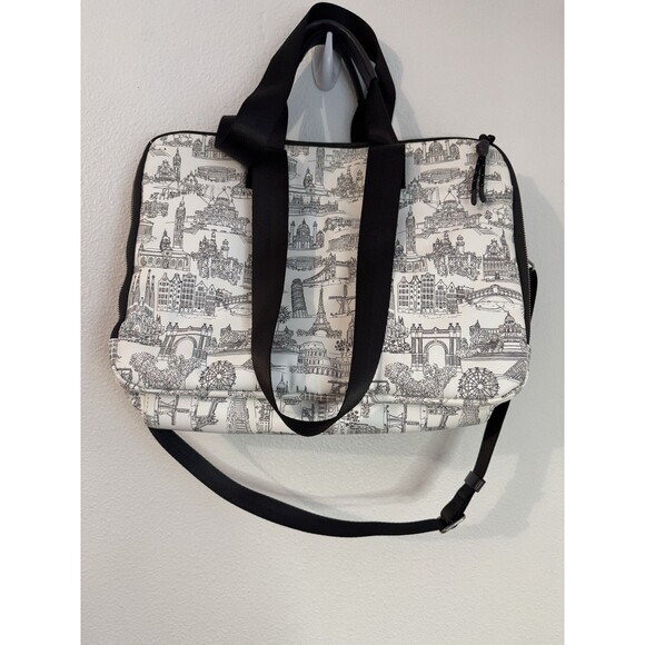 Parfois Laptop Bag Paris Monuments Print Black White Soft Side School Work - Picture 2 of 13